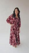 The Warby Textured Floral Maxi Dress in Mahogany