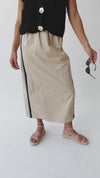 The Hollis Side Stripe Skirt in Khaki