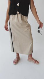 The Hollis Side Stripe Skirt in Khaki