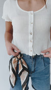 The Arleth Waffle Knit Blouse in Ivory