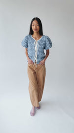 The Lassiter Bubble Textured Blouse in Denim Blue