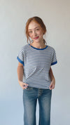 The Pollack Striped Tee in Royal Blue