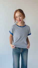 The Pollack Striped Tee in Royal Blue