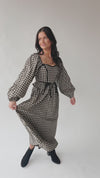 The Bramsen Sweetheart Detail Midi Dress in Black Gingham