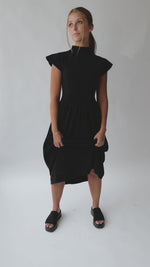 The Stansberry Mock Neck Midi Dress in Black