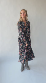 The Hankins Floral Midi Dress in Charcoal