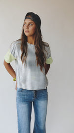 The Mulford Striped Color Block Tee in Blue