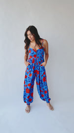 The Gillis Floral Jumpsuit in Blue Multi