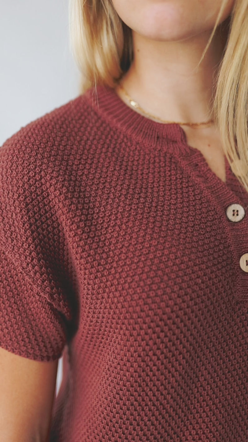 The Burlington Textured Sweater in Rust