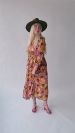 The Cloverdale Tiered Midi Dress in Pink Multi