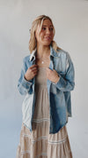 Free People: We The Free Mountain Roads Shirt in Mixed Denim