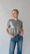 The Tinfow Metallic Blouse in Silver