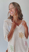 The Gorham Knit Floral Sweater in Oatmeal