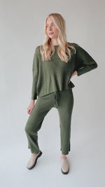 The Rory Ribbed Sweater Pant in Dark Green