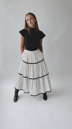 The Perrigo Tiered Maxi Skirt in Oatmeal