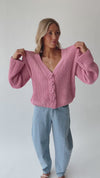 The Brandon Button-Up Cardigan in Rose Pink