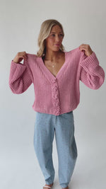The Brandon Button-Up Cardigan in Rose Pink