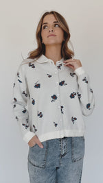 The Bevan Floral Button-Up Sweater in Ivory Combo