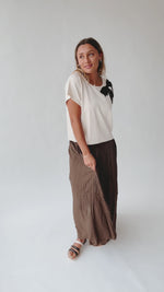 The Rudin Pleated Midi Skirt in Brown