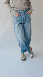 Free People: Good Luck Mid Rise Barrel Jean in Ultra Light Beam