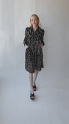 The Naiman Floral Button-Up Dress in Black Multi