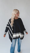 The Donakey Batwing Striped Sweater in Black + Ivory