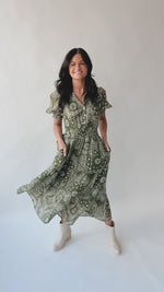 The Takita Paisley Patterned Midi Dress in Green