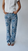 The Bethers Bandana Print Jean in Blue + Ivory
