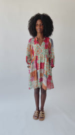 The Ruffino Patterned Puff Sleeve Dress in Lavender Multi