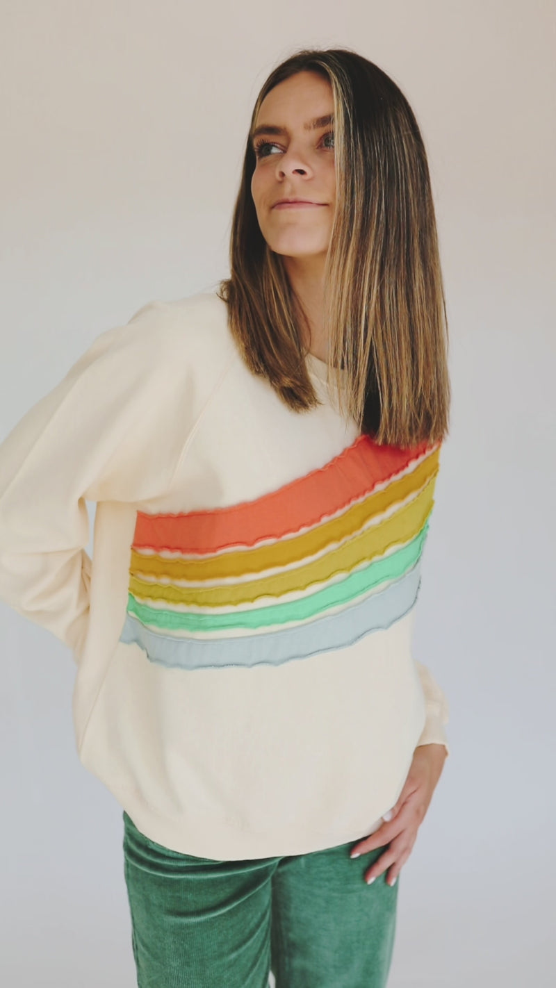 The Folkerson Striped Detail Pullover in Multi