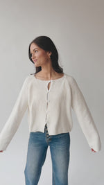 The Moura Textured Button-Up Cardigan in Ivory