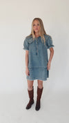 The Wendy Collared Detail Dress in Denim