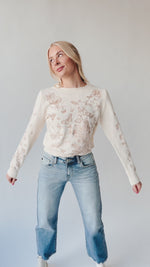 The Branwen Embroidered Sweater in Cream + Mocha