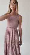 The Desiree Patterned Maxi Dress in Dusty Pink