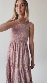 The Desiree Patterned Maxi Dress in Dusty Pink