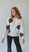 The Thomas Knit Floral Detail Sweater in Cream