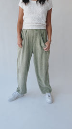 The Drussel Mineral Washed Barrel Pant in Olive