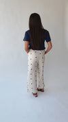The Matoba Floral Printed Pant in Natural + Navy
