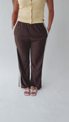 The Verona Lace Trimmed Track Pant in Brown