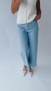 The Giarla Polka Dot Wide Leg Jean in Light Denim