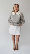 The Rozendal Ruffle Collared Sweater in Heather Grey