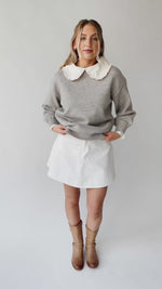 The Rozendal Ruffle Collared Sweater in Heather Grey