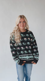 The Quinlan Floral Sweater in Midnight