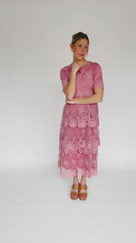 The Ortiz Lace Pattern Midi Dress in Dusty Rose