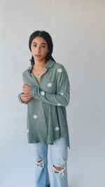 The Casto Daisy Embroidered Blouse in Sage