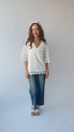 The Passey Crochet Blouse in Oatmeal