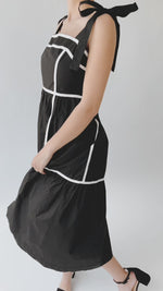 The Codina Contrast Detail Midi Dress in Black + White