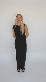 The Huish Side Stud Maxi Dress in Black