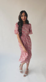 The Torres Puff Sleeve Floral Dress in Pink