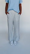 The Parklynn Striped Wide Leg Pant in Blue + White